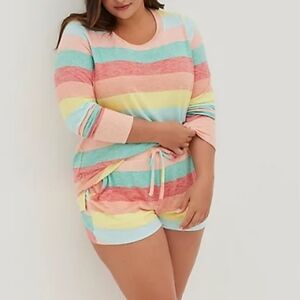 🆕️🧡💛💚 2X MULTI-STRIPE LONG SLEEVE SLEEP SET - HACCI💚💛🧡
